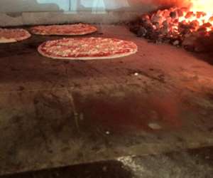 Inside the pizza oven